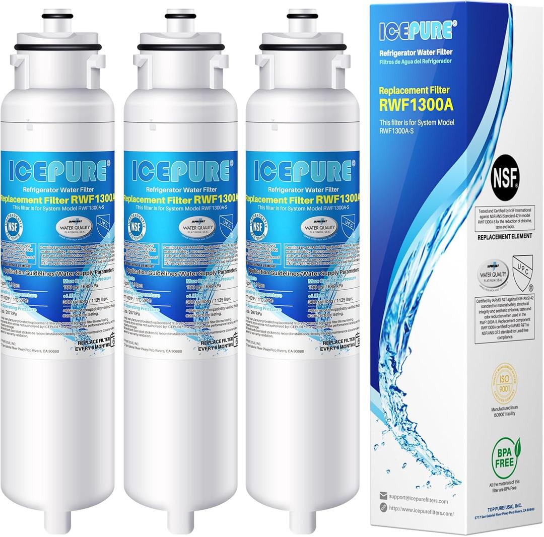 ICEPURE DW2042FR-09 Replacement for Daewoo DW2042FR, Kenmore 46-9130, DW2042F-09, FRNY22D2V, RWF1300A, EP-DW2042FR-09, FRN-Y22D2V, FRN-Y22D2W 469130 Refrigerator Water Filter, 3PACK