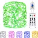 Fairy Lights 66 ft 200 LED USB Twinkle String Lights Plug in Silver Wire Lights with Remote and Timer 8 Modes Outdoor Waterproof Starry Lights DIY Party Wedding Christmas DecorationGreen