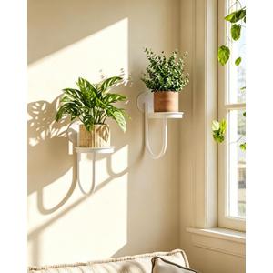 Leaf&lull Wall Planter Hanging Planters for Indoor Plants with Grow Lights Plant Hanger Wall Mount Hanging Decor 2 Pack White
