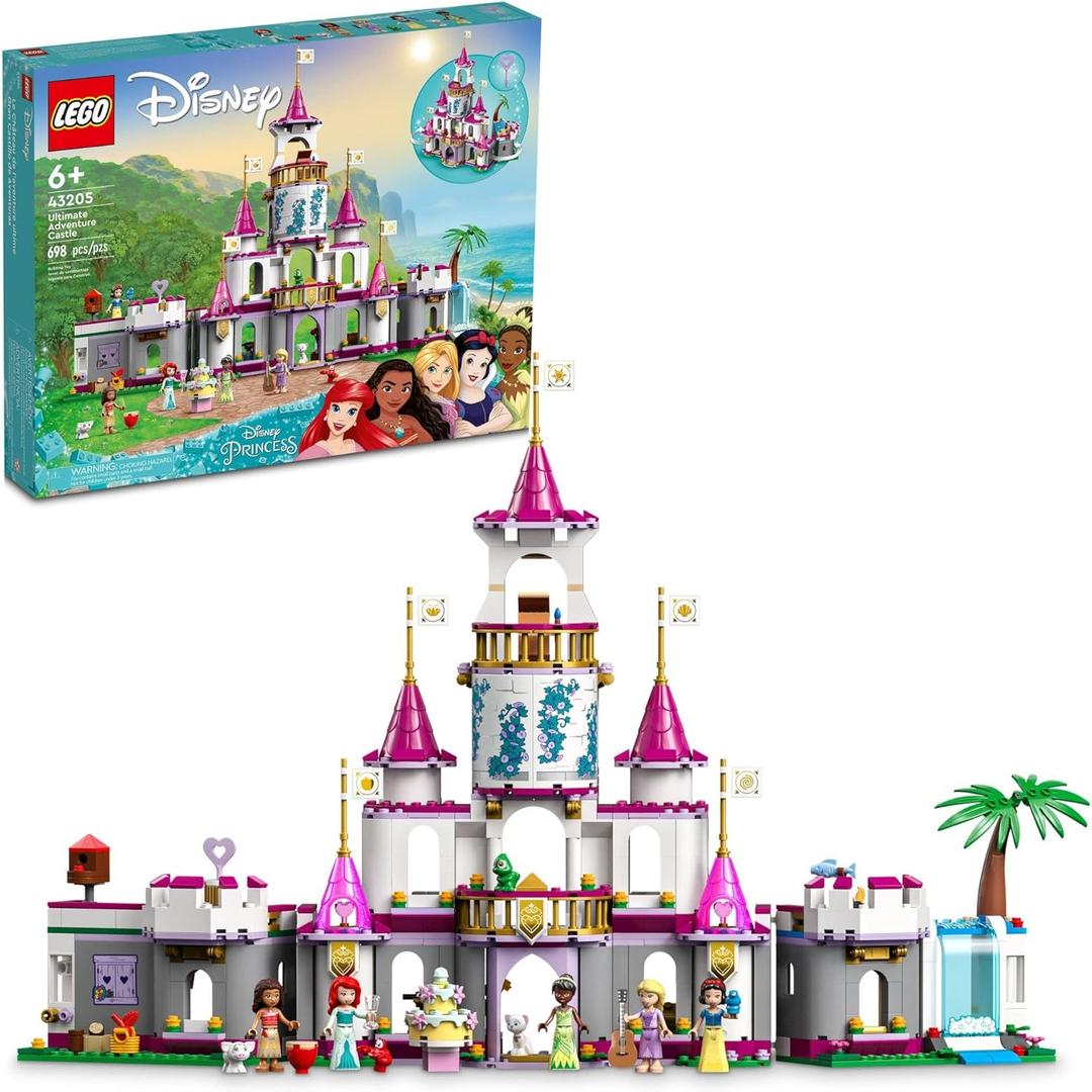 LEGO Disney Princess Ultimate Adventure Castle Building Toy 43205, Kids Can Build a Toy Disney Castle, Disney Gift Idea for Boys Girls with 5 Disney Princess Mini-Dolls, Ariel, Rapunzel and Snow White