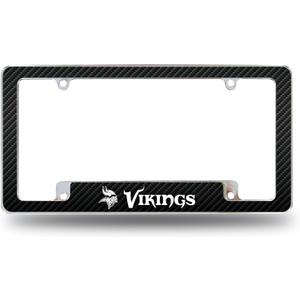 Rico Industries NFL Football Black 12" x 6" Chrome All Over Automotive License Plate Frame for Car/Truck/SUV