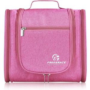 Hanging Toiletry Bag Extra Large Capacity | Premium Travel Organizer Bags For Men And Women | Durable Waterproof Nylon Bathroom, Shower, Makeup Bag For Toiletries, Cosmetics, Brushes (Cerise Pink)