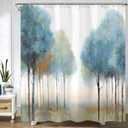 Blue Tree Shower Curtain Fabric Shower Curtain Flowers Shower Curtains Cloth Fabric Bathroom Decor Set with 12 Hooks Blue Tree 7272 Inches