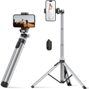 EUCOS Metal 67" iPhone Tripod Stand with Remote & Lightweight Camera Stand, Sturdy Extendable Cell Phone Tripod for iPhone 15 Pro Max 14 13 12/Android (Brooklyn Grey)