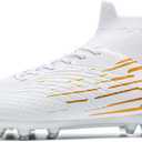 breooes Mens Soccer Cleats Football Boots Womens Professional Training Soccer Shoes Big Boys Girls (White)