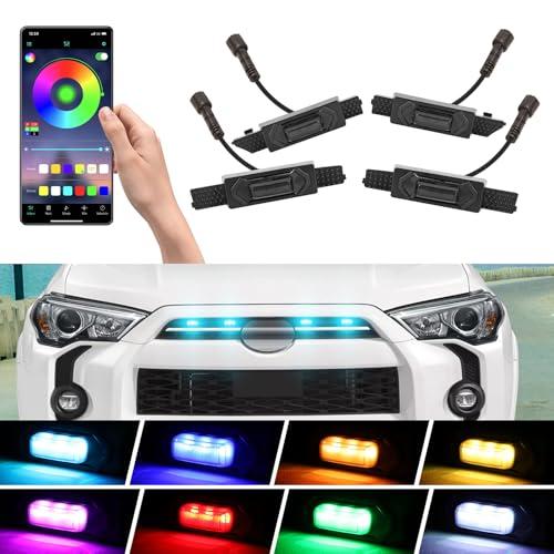 RGB Led Grill Lights for 2021 2022 2023 2024 Toyota 4Runner Sr5 Limited TRD-Sport Off-Road Premium Front Grills Grille Raptor Lights for Toyota 4Runner (RGB LED)