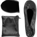 Stylish Foldable Ballet Flats for Women Portable Roll Up Travel Shoes for Wedding Bridesmaid Includes Carrying Pouch (XX-Large, Black)