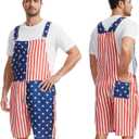 GYQMBT Unisex American Flag Overalls,4th of July Outfit Romper Bib Shorts,Jumpsuits Coveralls, Medium