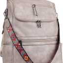 FADEON Laptop Backpack for Women Leather Travel Backpack with Laptop Compartment, Designer PU Shoulder Laptop Bag Grey