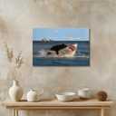 Funny Black Cat Wall Art Quirky Cat and Shark Pictures Canvas Print Abstract Ocean Animal Posters Wall Decor for Room Bedroom Living Room Bathroom Hilarious Sea Life Painting 12x18inch Framed (12L" x 18W")