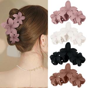 Ondder 4 Pcs Large Matte Non-Slip Claw Hair Clips for Thick Hair - Strong Hold Jaw Clips and Accessories for Women & Girls (black, white, dark pink, tan)