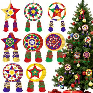 24 Pcs Christmas Parol Lantern Filipino Wooden Philippine Christmas Ornaments for Tree Decorations Hanging Ornaments Traditional Capiz Star Pendant Sign for Xmas Gift Home Window Holiday Decor Navidad (Large, Classic)