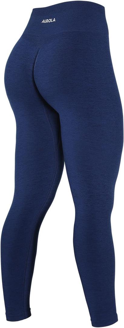 AUROLA Workout Leggings for Women Seamless Scrunch Tights Tummy Control Gym Fitness Girl Sport Active Yoga Pants (Small, Deep Blue)