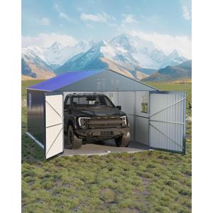 GarveeLife 12x20 ft Metal Carport, Enclosed Car Port with Reinforced Frame and Steel Roof for All-Weather Use, Metal Garage Shed for Full-Sized Pickup Trucks