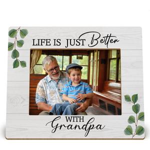 2 x Grandpa 4x6 Picture Frame, Best Grandpa Gifts for Christmas from Grandkids Photo Frame, Grandfather Gifts, Life Is Just Better with Grandfather Wooden Photo Picture Frames