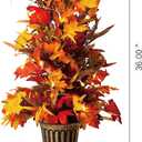 Glitzhome 36”H Fall Lighted Maple Leaves Tree, Artificial Urn Potted Porch Tree Faux Tree in Pot with Timer, 20 Warm White Lights for Fall Harvest Home Decor