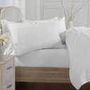Market & Place 100% Cotton Queen Flannel Sheet Set | 4 Piece Deep Pocket Solid Cozy Winter Bed Sheets | Double Brushed for Extra Softness & Comfort | Chalet Collection (Queen, White)