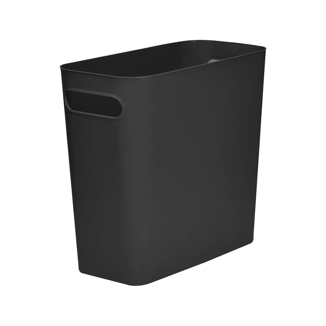 Versatile 1.8 Gallon Plastic Trash Can - The Compact Bin for Bathroom, Kitchen, or Home Office - Black