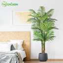 6ft Tall Triple Golden Cane Palm Artificial Tree Large Tropical Palm Tree UV Resistant Fake Plant in Pot for Indoor Outdoor Big House Living Room Outside Patio Office Home Decor 1Pack