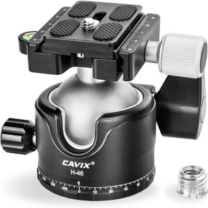 Tripod Ball Head, CAVIX H-46 Metal Ball Head Camera Tripod Head 44lbs/20kg Load with Arca Swiss Quick Release Plate for Tripod, Monopod, DSLR, Camera