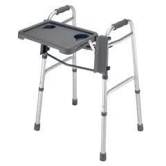 DMI Walker Tray, Rollator Tray, Mobility and Walker Accessory Tray Table Fits Most Standard Walkers, Folding with Two Cup Holders and Tool Free Assembly, 16 x 11.8