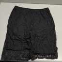 RoseSeek Women's Floral Lace Sheer Mesh Flare Pants Elastic High Waisted Long Trousers Black Large