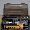 Electric Screwdriver Rechargeable, 4V Cordless Screwdriver,With 3 Gear Torque Adjustment and 26 Bits, Extension Rod, USB Charging Cable in Carrying Case, Suitable for Furniture or Appliance Repair (Yellow)