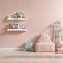 Floating Nursery Book Shelves, Scalloped Shelves for Kids Room 20 Inches, Nursery Bookshelf for Wall Set of 2, Nursery Shelves for Wall Wood, White