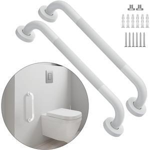 20 Inch Anti Slip Shower Grab Bar Oil Rubbed White 1.25" Diameter,Munzong 2 Pack Bathroom Grab Bar, Knurled Bathroom Balance Bar,Safety Hand Rail Support Handicap Elderly Senior Assist Bath Handle