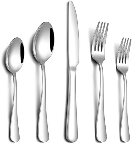 PHILIPALA 20 Piece Silverware Set, Stainless Steel Flatware Set for 4 Food Grade Novelty Flatware Cutlery Utensil Set Include Knife Fork Spoon Mirror Polished Dishwasher Safe
