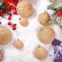 Suzile 18 Pcs Velvet Christmas Tree Ornaments Flocked Christmas Ball Decorations Xmas Balls Holiday Hanging Ornaments for Xmas Tree Wreath Garland Holiday Fireplace Decoration (Champagne)