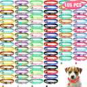 105 Pcs Puppy Collars with Bells Buckle Cat Whelping Collars 7.5-12.6 Inch Adjustable Pet Kitten Litter ID Breakaway for Newborn Pets Small Dogs, Mixed Colors