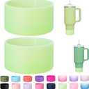 2-Pack Silicone Boot for Stanley Cup 30oz & 40oz, Anti-Slip & Noise Reducing Bottom Protector, BPA-Free Tumbler Base Cover for Quencher H2.0 30/40oz & IceFlow 20/30oz, Accessories for Car & Travel (Clear Citron)