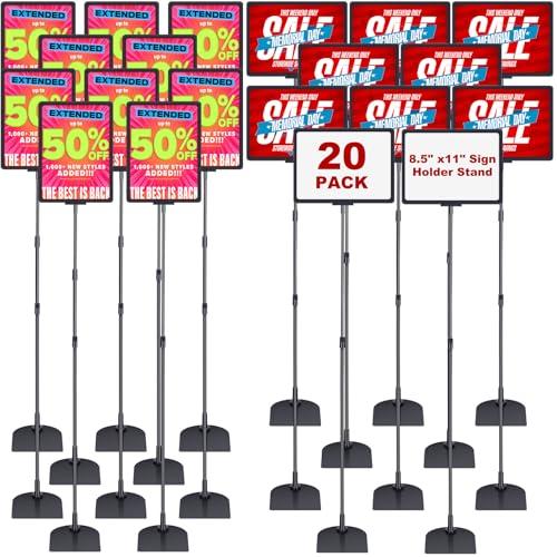 DoubleFill 20 Pack Sign Stand Holder for Display Adjustable Floor Pedestal Poster Sign Stand Holder with Vertical and Horizontal View Advertising Business Brochure Menu Signage (8.5'' X 11'')