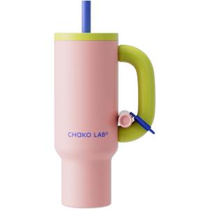 BaWang Insulated Stainless Steel Tumbler | Tumbler with Handle and Straw 33oz | Cup Holder Friendly for Travel | Leakproof Water Bottle | BPA-Free | 316 stainless steel liner| pinkgreen