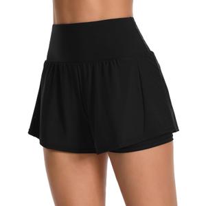 ATTRACO 3" Women High Waisted Swim Board Shorts UPF 50+ Quick Dry Swim Trunks with Liner, Size M