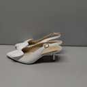 Ankis White Elegant Slingback Heels for Women, Pointed Toe Dress Sandals with Cute Bow Detail, Comfortable Party Shoes 10