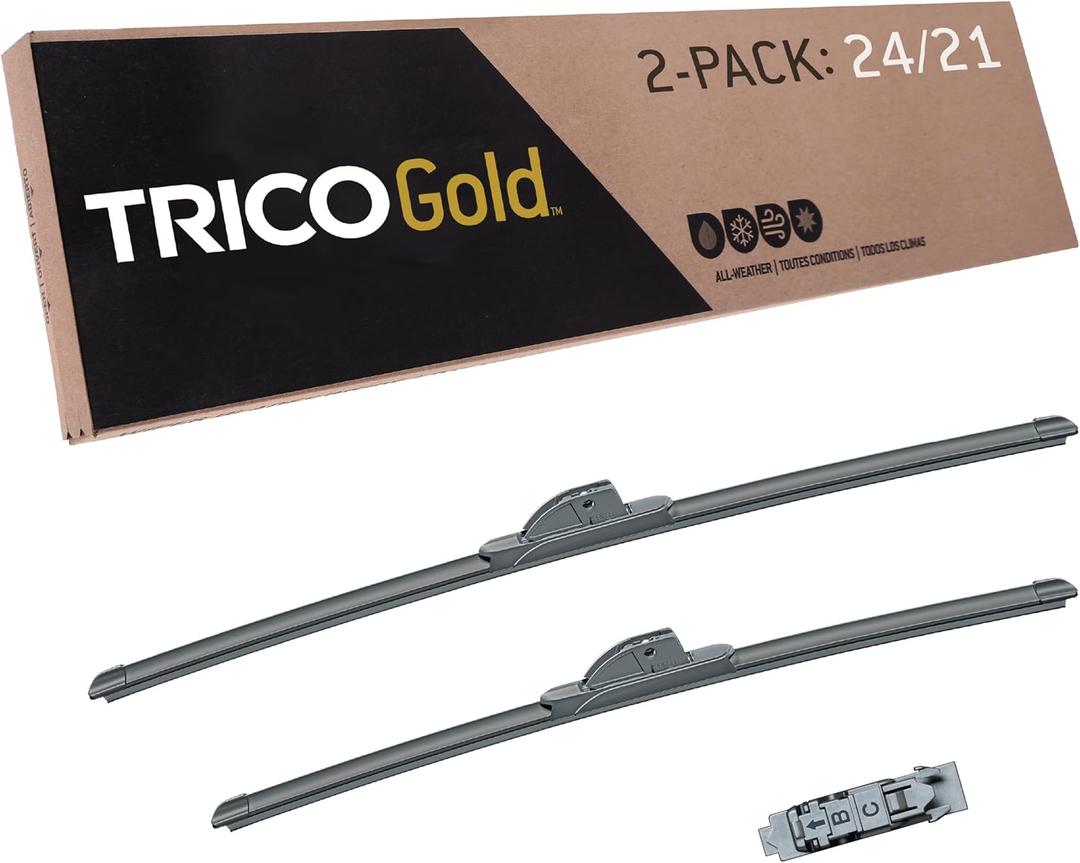 TRICO Gold (18-2421) 24 & 21 Inch Pack of 2 Automotive Replacement Windshield Wiper Blades for My Car Super Premium All Weather Beam Blade for Select Vehicle Models
