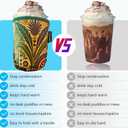 Neoprene Insulated Cup Sleeve for Iced Coffee, Hot & Cold Beverages  Reusable, Washable Drink Holder Cup Sleeve  Anti-Slip, Eco-Friendly, Multi-Color Design (PALMS, MEDIUM)