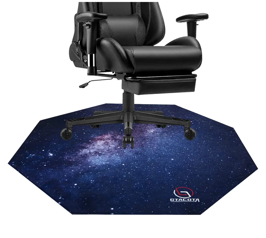 Office & Gaming Chair Mat for Hardwood Floor - 39 Inch, Anti-Slip, Scratch Resistant Octagon Carpeted Mat