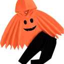 XFGLCK Toddler Kids Girls Boys Halloween Costume Hooded Ghost Cloak +Black Pant Funny Cosplay Outfit (4-5 Years, Orange)