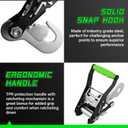 Car Tie Downs Straps with Snap Hooks for Trailers(4pk) - Reflective 2" x10ft Car Hauler Straps - Heavy Duty Tire Straps - Lasso Style -10,000lb Break Strength Car Straps for Trailer, UTVs, ATVs (Black)