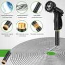 Garden Hose Metal 100FT, Stainless Steel Heavy Duty Water Hose With 10 Function Nozzle, No-Kink, Tough & Flexible, Sturdy and Lightweight, Rust Proof for Yard, Outdoor, RV