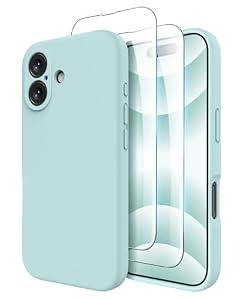 OTOFLY Compatible with iPhone 16 Case, Compatible with MagSafe, Shockproof Magnetic Silicone Case for iPhone 16,[Military Grade Protection] [2 Pack Screen Protectors], Mint Green