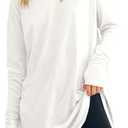 Fisoew Women's Casual Long Sleeve Tops Crew Neck Round Hem Loose T-Shirts Tunic Tops with Thumb Holes (Medium)