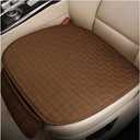 Car Seat Cover for Front Seats, Comfortable Linen Seats Cushion Pad Mat with Storage Pockets, Anti-Slip Breathable Bottom Front Seat Cover Protector for SUV Truck Van (Brown)