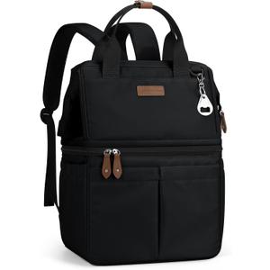 Maelstrom Cooler Backpack, 36 Cans Insulated Backpack Cooler, Soft Leakproof Double Deck Cooler Bag, Lightweight Lunch Backpack for Men & Women,Perfect for Beach Travel, Camping & Work-Black (Large)