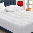 CYMULA Full Size Mattress Topper - Extra Thick Cooling Mattress Pad Cover for Back Pain - Soft Mattress Protector Firm Bed Topper Pillow Top with 8-21 Inch Deep Pocket 3D Snow Down Alternative Fill (White)