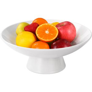 Ceramic Fruit Bowl, 10 Inch White Fruit Bowl For Kitchen Counter,White Pedestal Bowl for Decor,Decorative Fruit Bowl for Kitchen & Home Decor (Ceramic White)