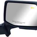 Replacement Passenger Right Side Door Mirror Power Heated Glass Chrome and Textured Back Cover Auxiliary Light Puddle Light with BLIS and Temperature Sensor for GMC Sierra1500 from 2019 to 2025